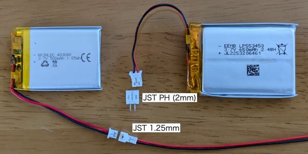 Li-Po バッテリーの異なる端子