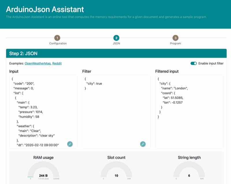 ArduinoJson Assistant STEP2