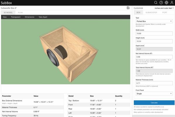 サブウーファー用エンクロージャーの設計例