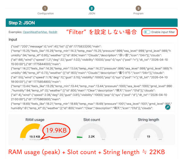 図３.「フィルタ」が未設定の場合